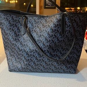 Coach Blue and Black Monogram Tote